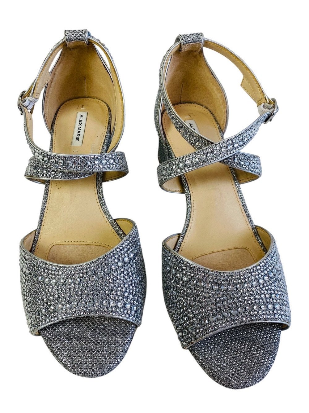 Alex Marie Seyland Rhinestone Block Heel Sandals Size 8